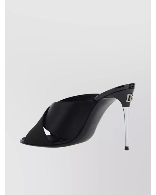 Dolce & Gabbana Black Satin Mules