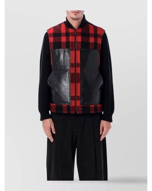 Junya Watanabe Blue Wool Checked Zip-Up Vest for men