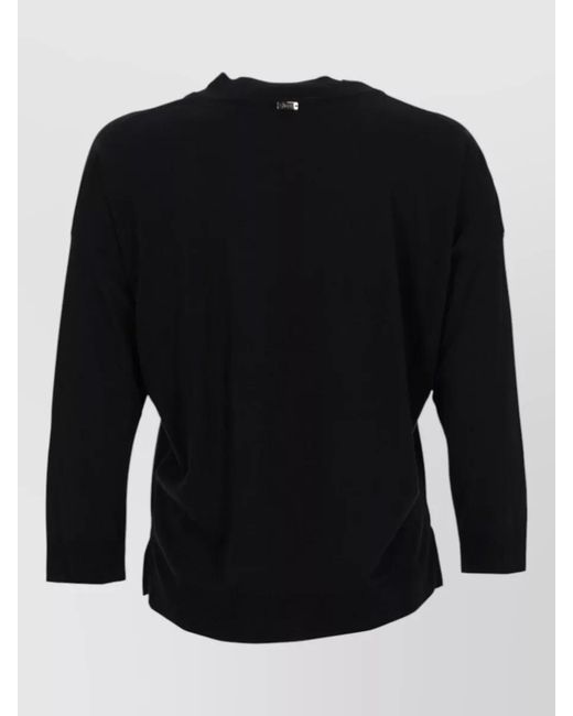 Herno Black Knit Top V Neck Long Sleeves