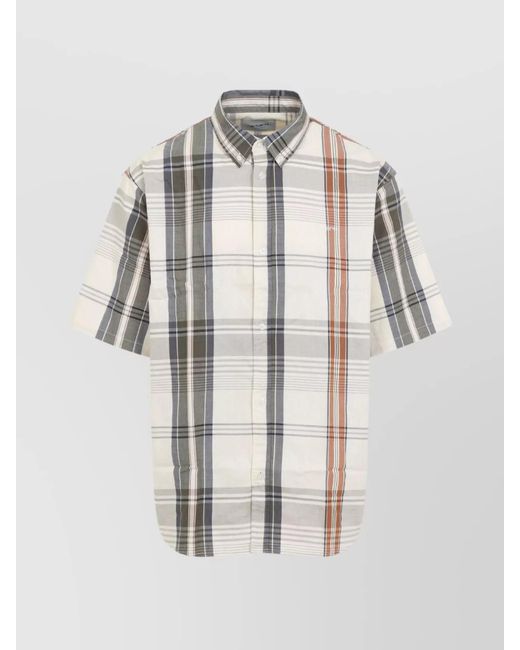 Carhartt White Checked Short-Sleeve Loose-Fit Shirt for men