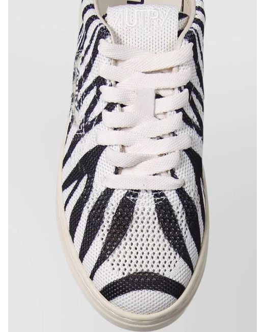 Autry Metallic Knit Low Lace Up Shoes Zebra Print