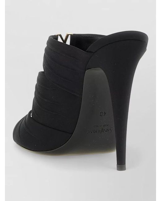 Saint Laurent Black Emilie Mules Open Toe Stiletto Heel