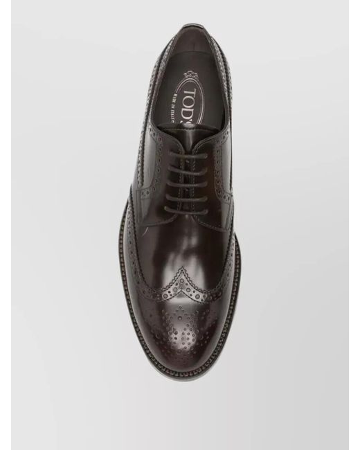 Tod's Gray Leather Derby Shoes for men