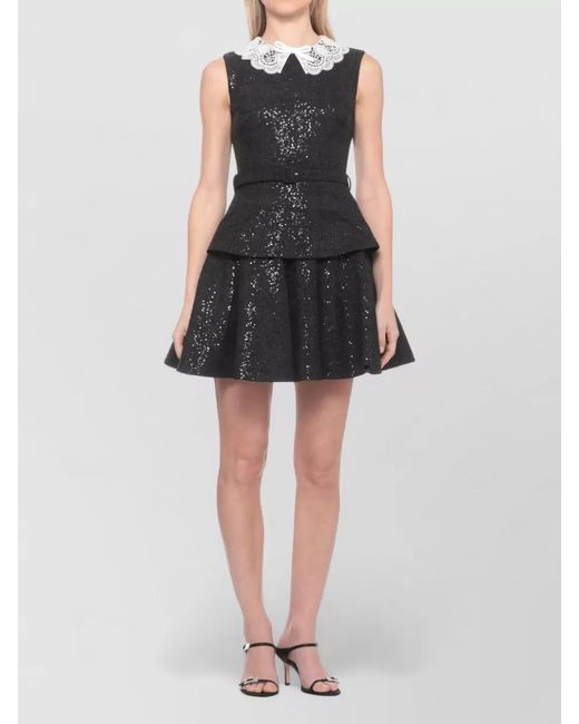 Self-Portrait Black Sequin Bouclé Mini Dress