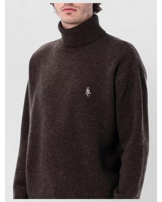 Sporty & Rich Black Wool Oversized Turtleneck Jumper for men