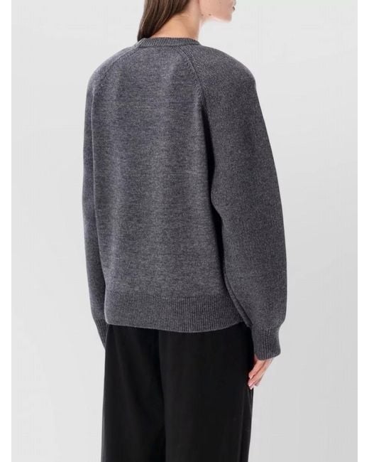 Frankie Shop Gray Shoulder Pad Sweater Crew Neck Design