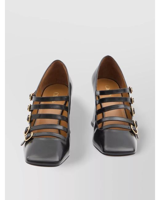 Chloé Black Leather Janis Mary Jane Pumps