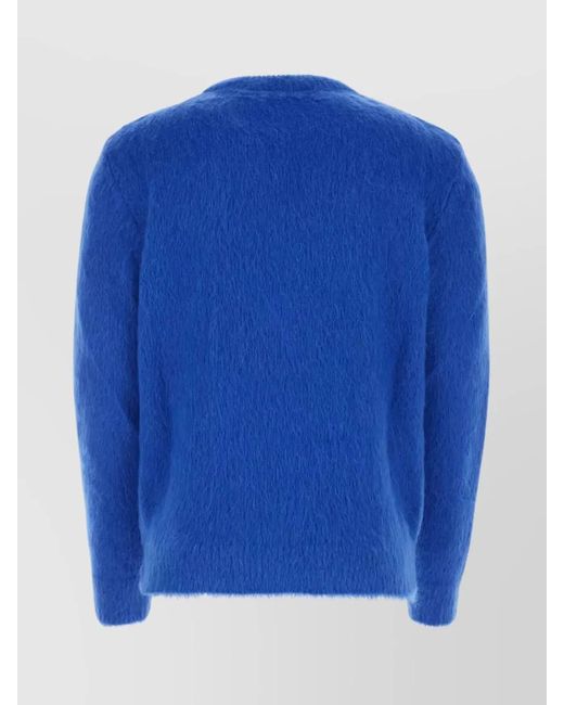 Balmain Blue Ribbed Wool Blend Jumper for men