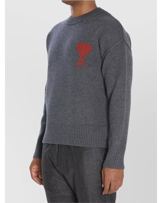 AMI Gray De Coeur Sweater for men