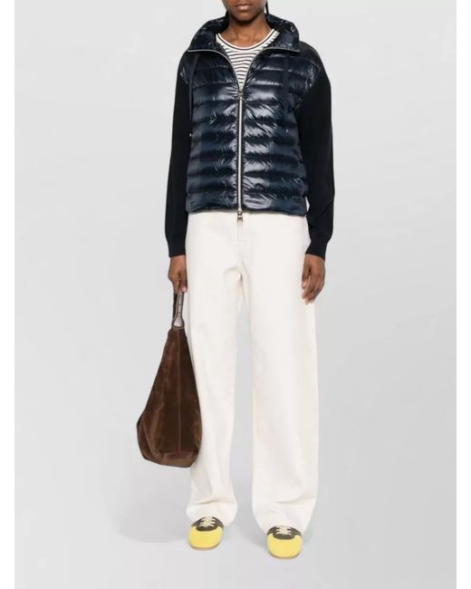 Herno Blue Hooded Down Jacket High Neck Quilting