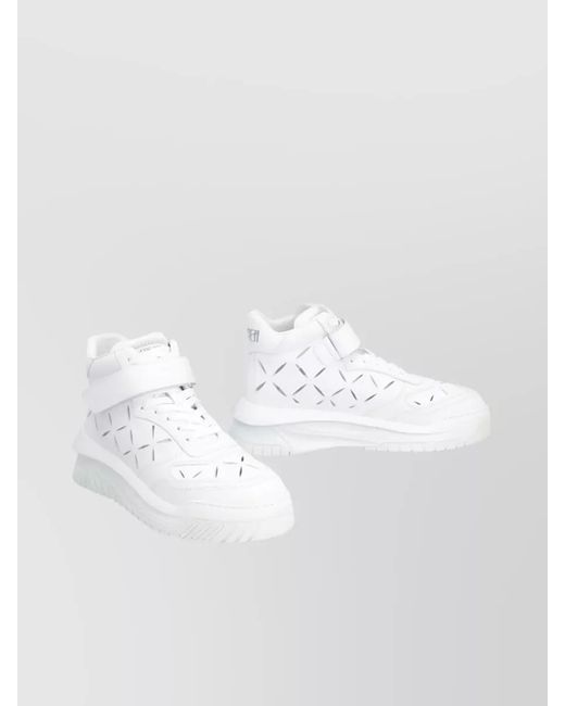 Versace White Leather High-Top Sneakers for men