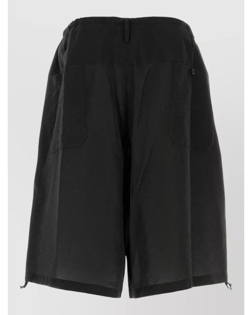 Yohji Yamamoto Black Jersey Bermuda Shorts Knee Length Sheer for men