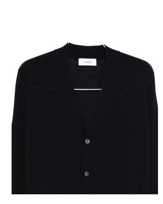 Lardini Blue Wool V-Neck Cardigan Sweater for men