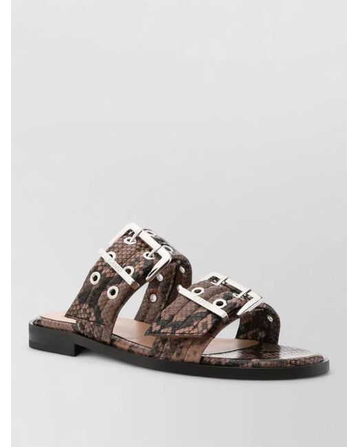 Ganni Multicolor Lace Sandals Open Toe Flat Sole