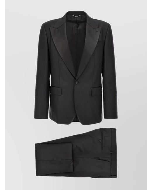Dolce & Gabbana Black Wool Blend Tuxedo Suit for men