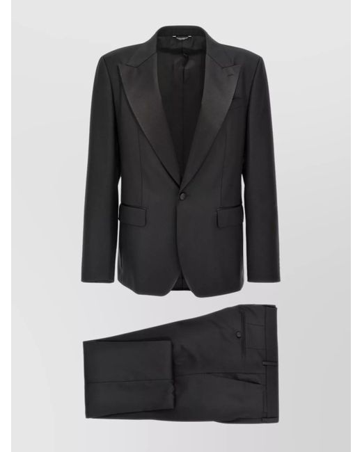 Dolce & Gabbana Black Cotton TAORMINA Formal 2 Piece Suit