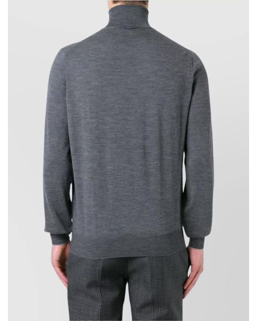 Brunello Cucinelli Gray Wool Turtleneck Sweater With Ribbed Cuffs And Hem for men
