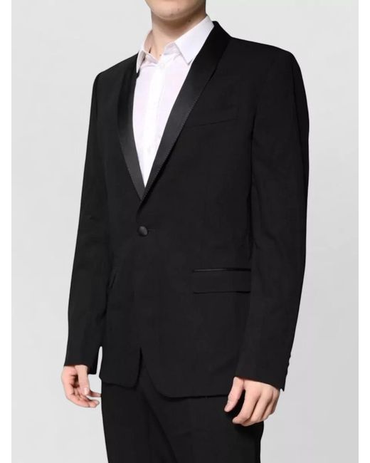 Dolce & Gabbana Black Wool Silk Single Breasted Coat for men