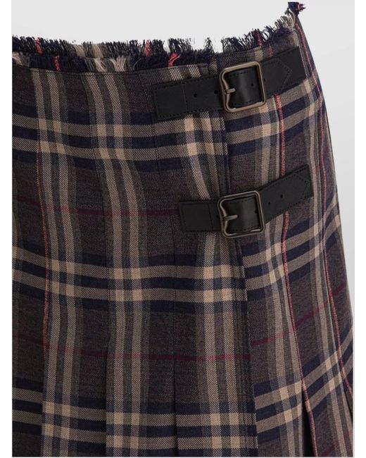 Burberry Black Wool Checked Pleated Mini Skirt