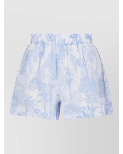 Mc2 Saint Barth Blue Tropical Print Shorts Elastic Waistband