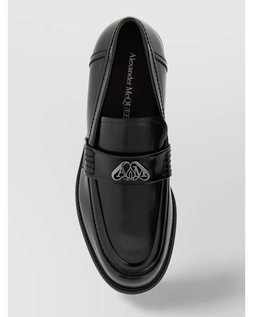 McQueen Black Leather Loafers for men