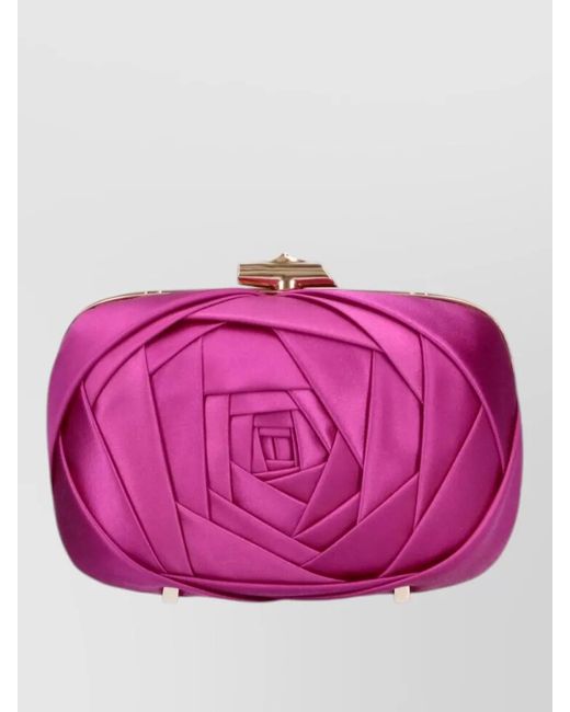 Roger Vivier Pink Shoulder Clutch Bag Chain Strap Satin