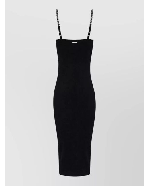 Michael Kors White Stretch Knit Slim-Fit Midi Dress