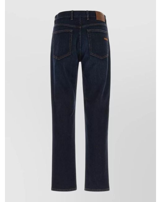 Zegna Blue Stretch Denim Jeans Five Pocket Design for men