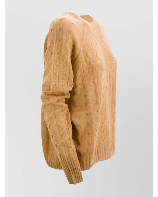 Etro Natural Cable-Knit Cashmere Crew-Neck Jumper