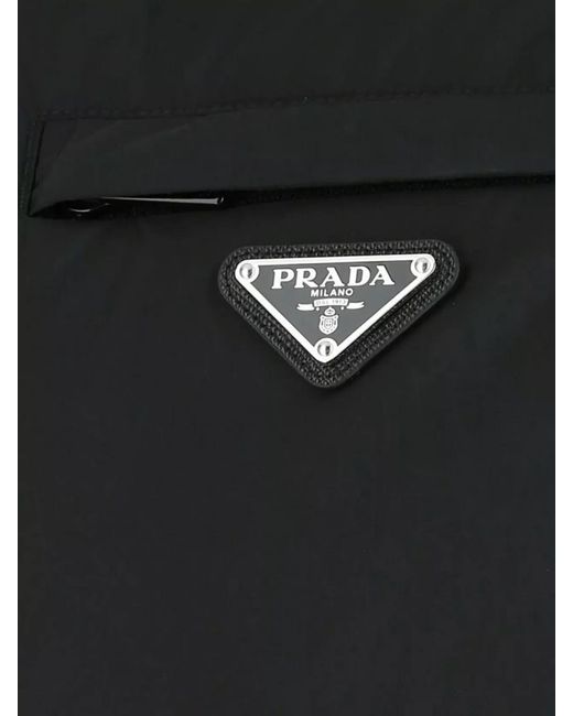 Prada Black Detachable Hood Nylon Down Jacket for men