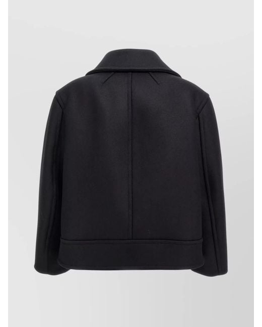 Saint Laurent Black Virgin Wool Oversized Double-Breasted Caban Coat
