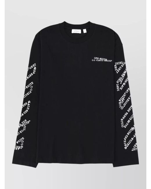 Off-White c/o Virgil Abloh Black Long Sleeve Graphic Crew Neck T Shirt for men
