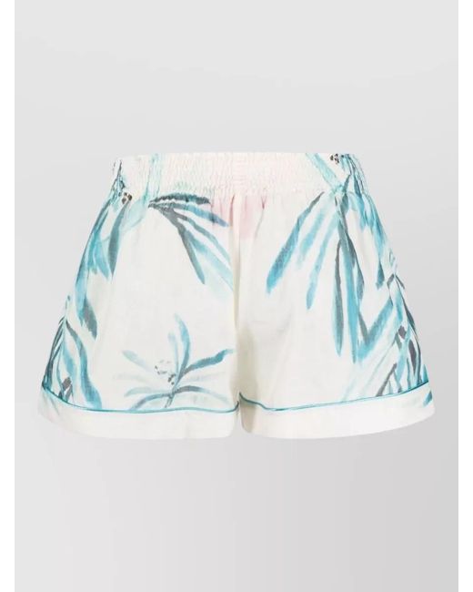 F.R.S For Restless Sleepers Blue Tropical Print Cotton Palazzo Shorts