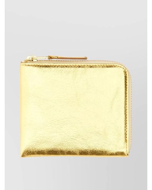 Comme des Garçons Metallic Finish Leather Wallet Featuring Flap
