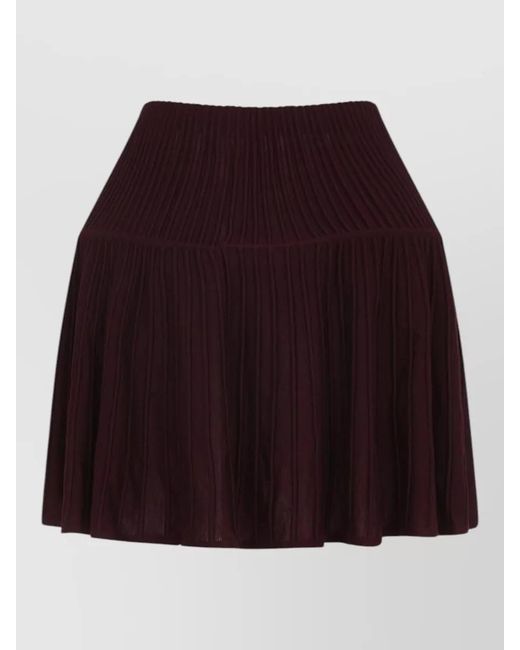 Alaïa Purple Wool Pleated Mini Skirt