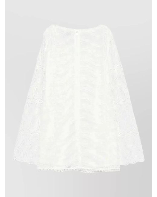 Raquel Diniz White V-Neck Long-Sleeve Mini Dress