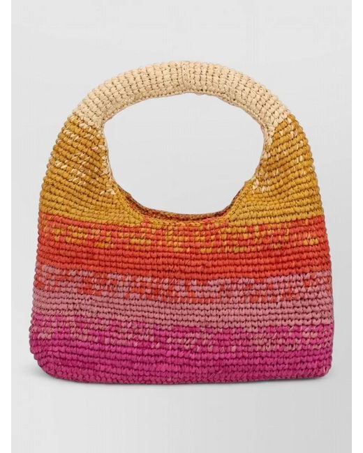 Manebí Pink Tote Bag Woven Design Round Handle