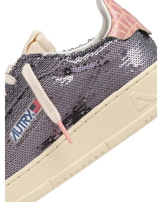 Autry Blue Sequined Low-Top Sneakers