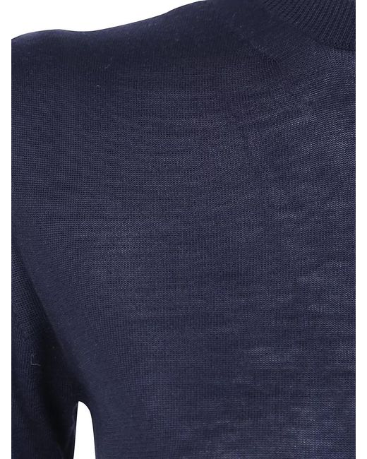 Max Mara Blue Mxm Aceti Crew Neck Lightweight Short Sleeve Sweater