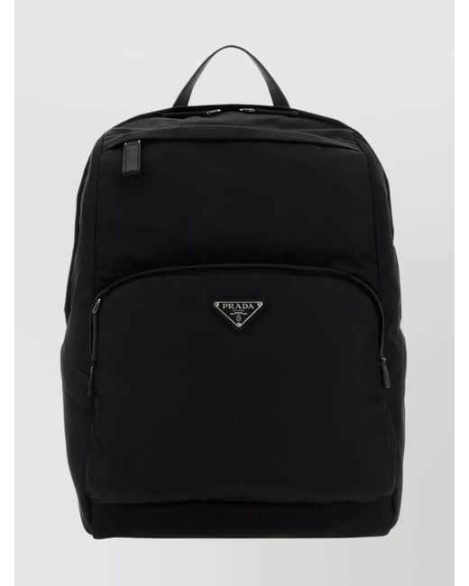 Prada Black Nylon And Leather Backpack for men