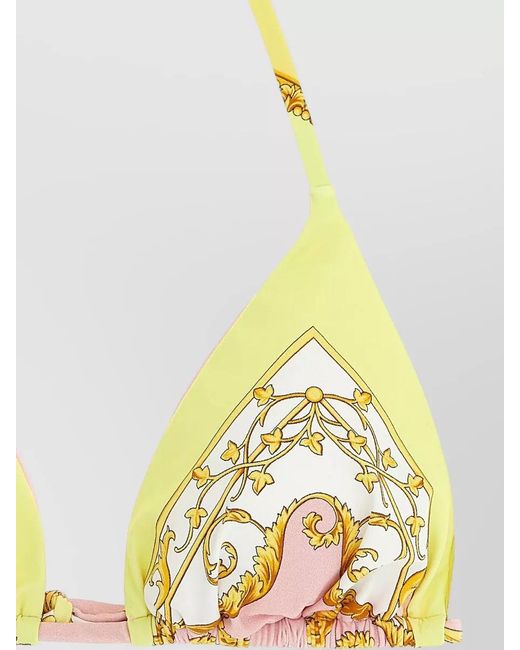 Versace Yellow Printed Triangle Bikini Top