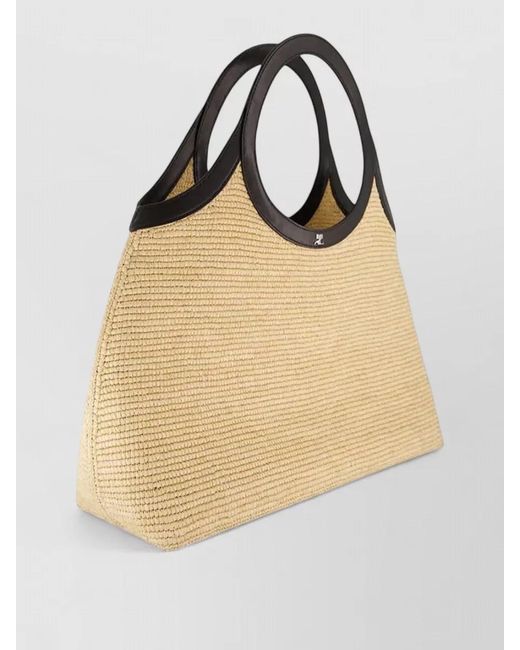 Courreges Natural Summer Raphia Tote Bag Leather Handles