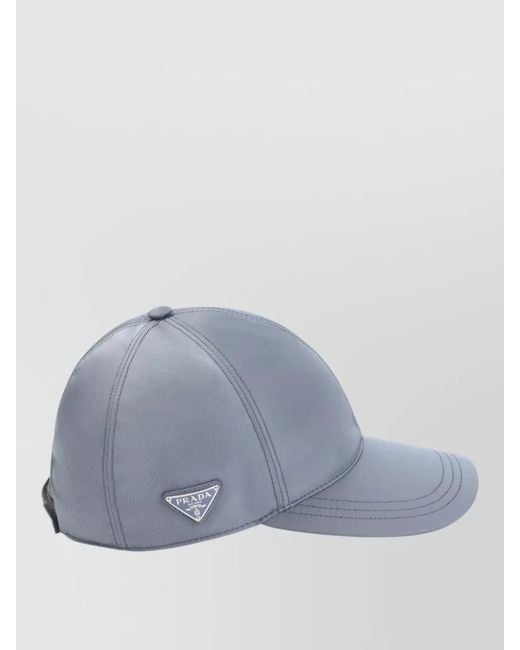 Prada Blue Logo Tech Fabric Baseball Hat Curved Brim for men