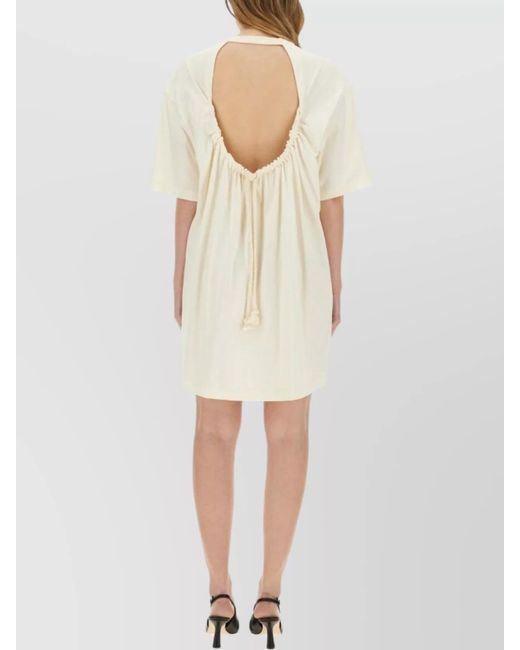 MSGM Natural Cotton Logo-Print Mini Dress