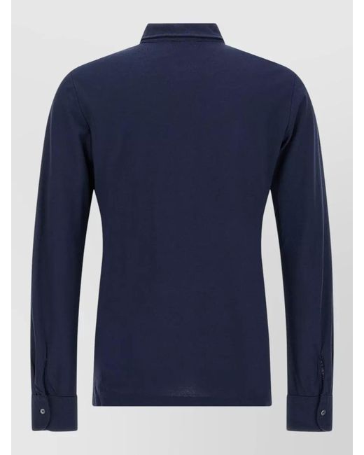 Zanone Blue Ice Cotton Shirt Straight Cut Long Sleeves for men