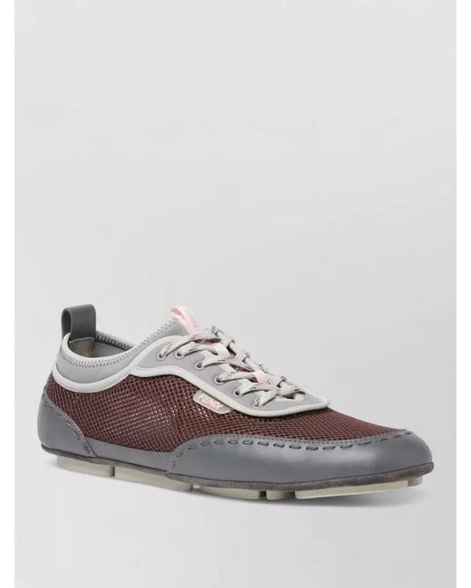 Fendi Gray Fit Mesh Leather Sneakers Rubber Sole for men