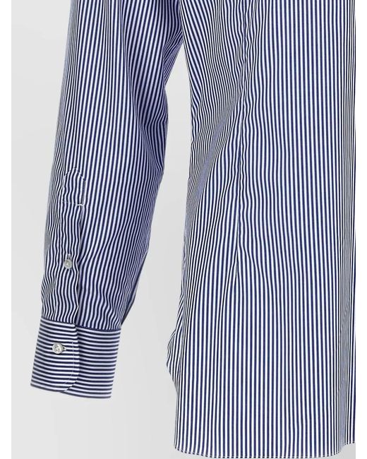 Barba Napoli Blue Striped Journey Cotton Shirt for men