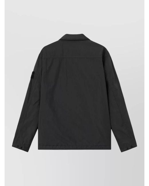 Stone Island Black Quilted Shirt Jacket for men