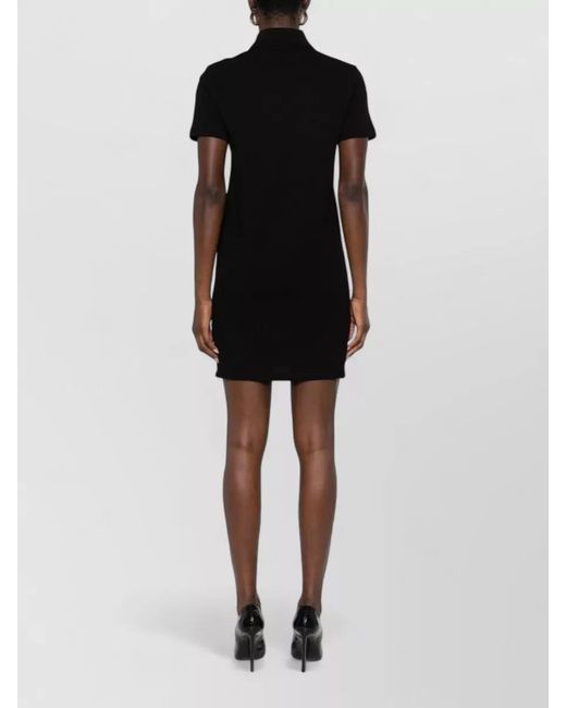 Saint Laurent Black Cotton Short-Sleeve Polo Mini Dress