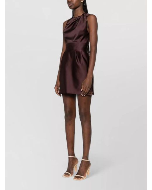Elisabetta Franchi Purple Draped Sleeveless Mini Dress